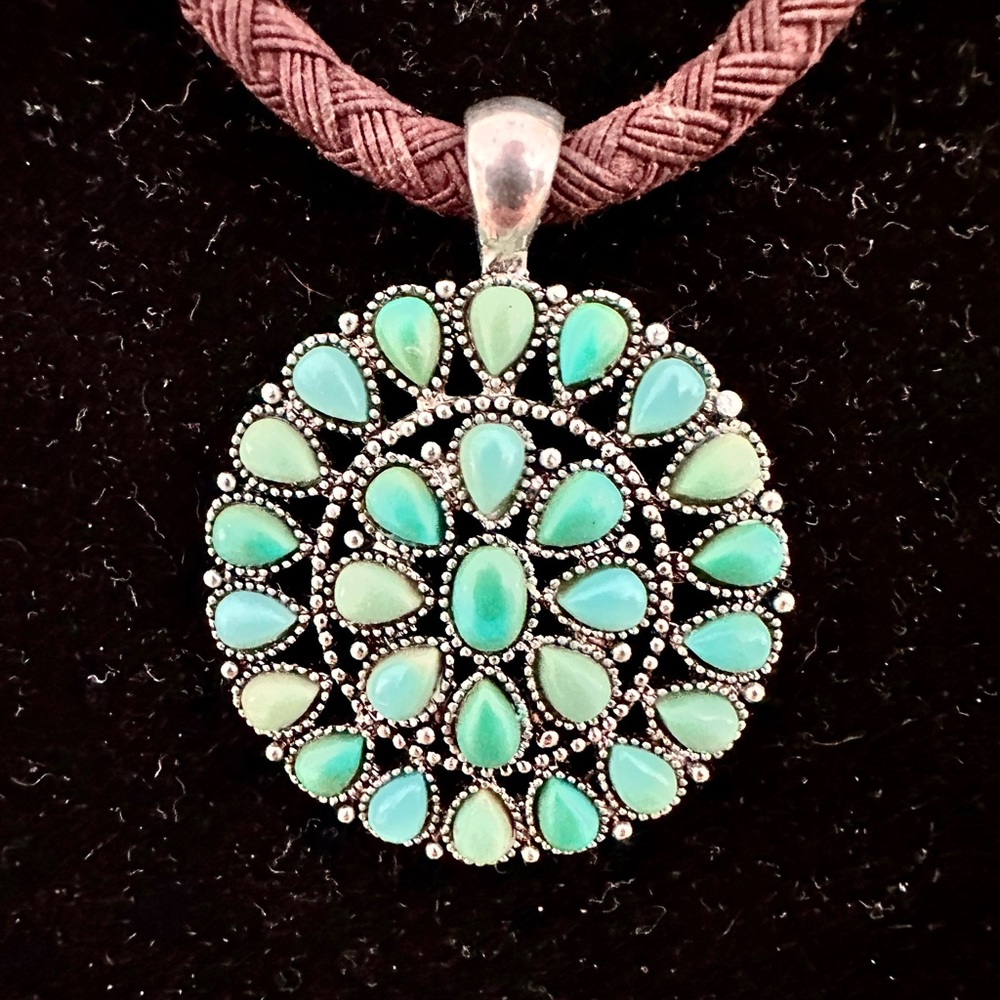 Turquoise colored stone necklace
